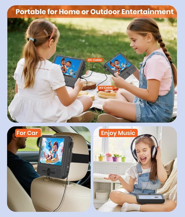 Thumbnail 6 de FANGOR 7.5 Inch Car DVD Player with 5-Hour Battery