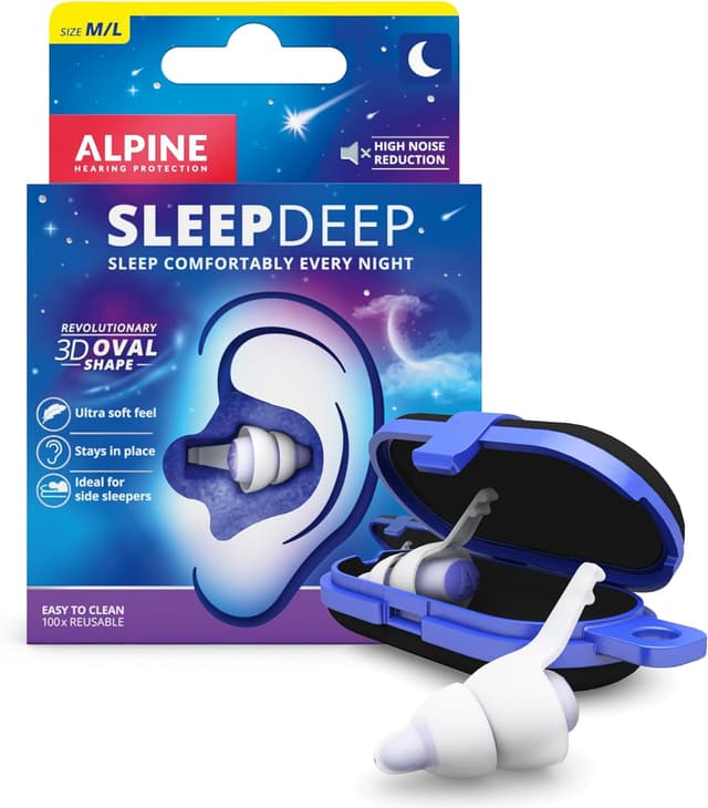 Thumbnail 6 de Alpine SleepDeep Tapones de Oídos para Dormir - S + M/L (2 Pares) - Tapones Antiruido 3D con Gel Supresor de Ruido - Filtros Suaves para Dormir de Lado - Reducen Ronquidos y Ruidos