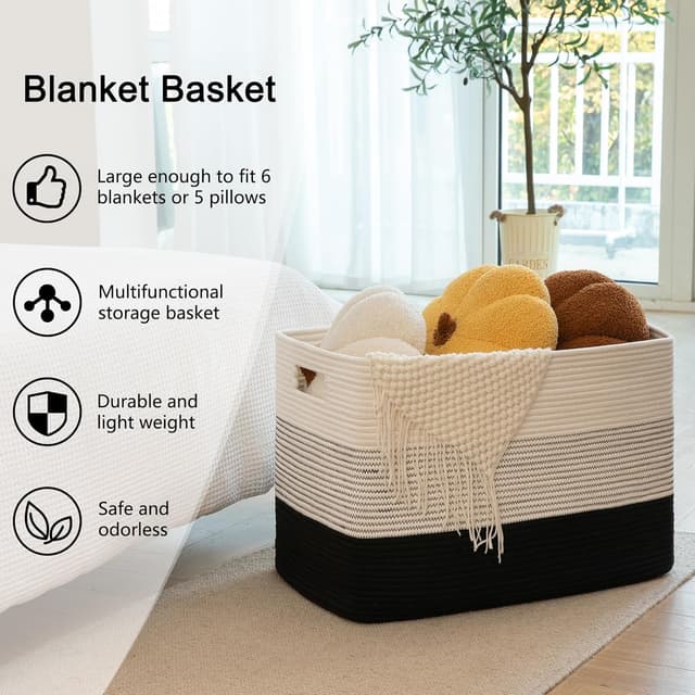 Thumbnail 5 de OIAHOMY 108L Cotton Rope Storage Basket 25"x16"