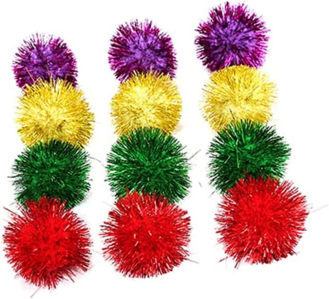 Detalle de SUPVOX 30 bunte Mini-Glitzer-Lametta-Kugeln als Katzenspielzeug (Pompons/Pom-Poms)