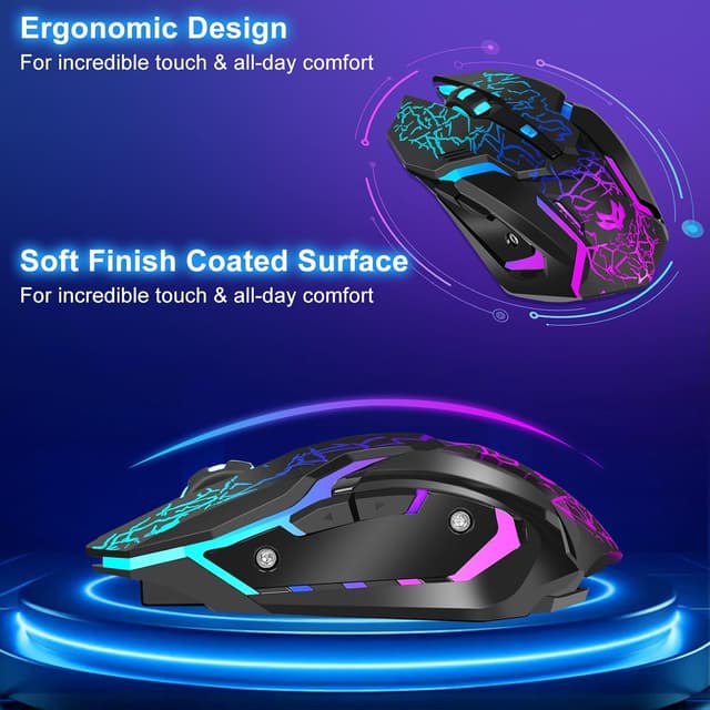 Detalle de Wireless Gaming Mouse (Rechargeable) with Type-C Fast Charging, 3 DPI Levels & 6 Silent Buttons