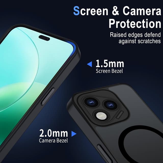 Detalle 2 de XTCASE Coque magnétique MagSafe pour Honor 400 Lite 5G – dos mat translucide et bumper TPU antichoc (noir)