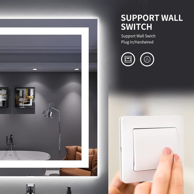 Thumbnail 6 de LOAAO 30x36 LED Bathroom Mirror with Lights, Anti-Fog, Dimmable & Memory Function