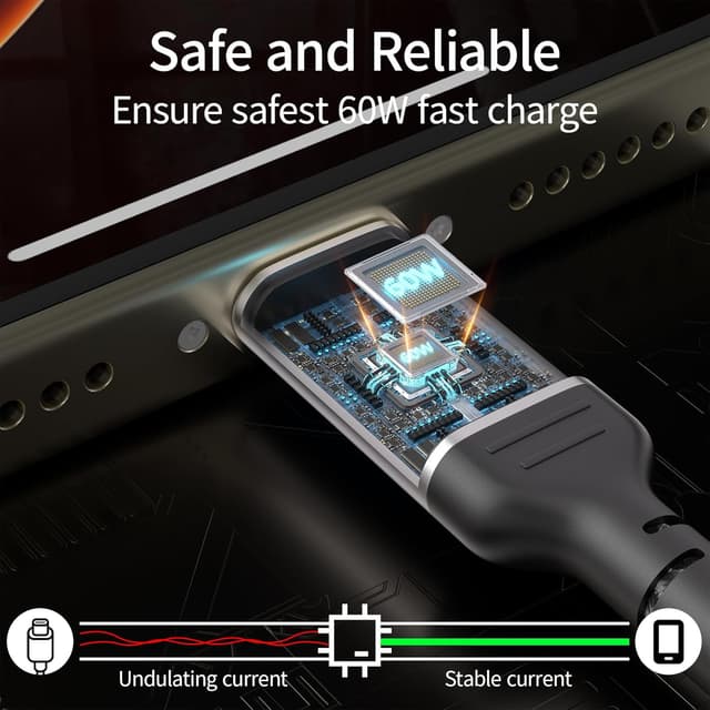 Detalle de ADILIFT USB C fast charge cable 1m 3 pack