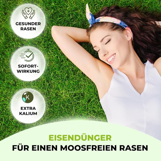 Detalle de TerraUno Rasendünger Frühjahr „Mooslos Glücklich“ mit Eisendünger, 10 kg für 300 m²