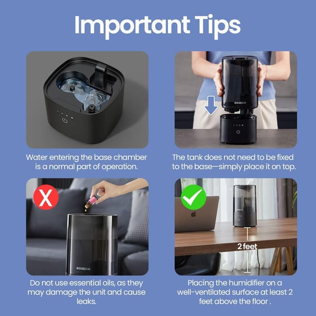 Thumbnail 6 de Rosekm Humidifiers for Bedroom Cool Mist 360° 💧