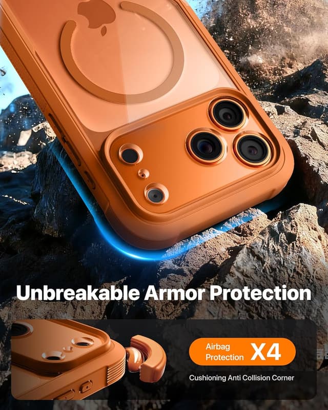 Detalle de Diaclara iPhone 17 Pro Max magnetic case, orange