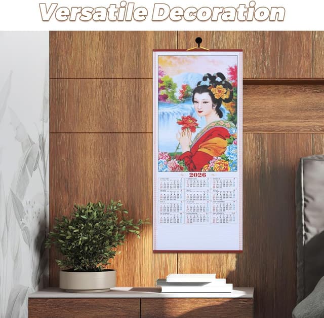 Detalle de DIYEAH 2026 Year of the Horse Chinese wall calendar hanging scroll (76 x 31cm)