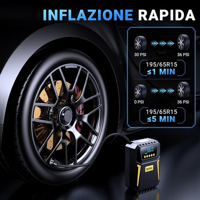 Thumbnail 1 de Ipflin compressore d’aria portatile per auto 12 V DC con spegnimento automatico fino a 150 PSI