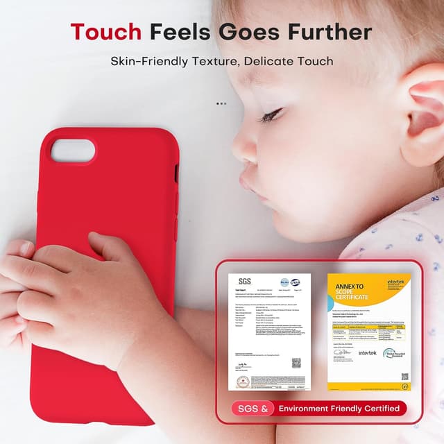 Detalle de TOCOL Silicone for iPhone SE Case (Red) — liquid silicone slim protective cover