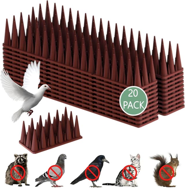 Detalle de Apluskis Upgraded Bird Spikes (Brown) – 20 Pack, 6 m coverage for outdoor anti-bird deterrent