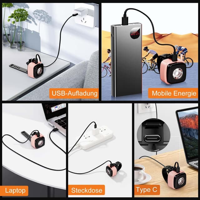 Detalle de Antimi Antimi Fahrradleuchten-Set (StVZO-zugelassen) – LED Front- und Rücklicht USB-C