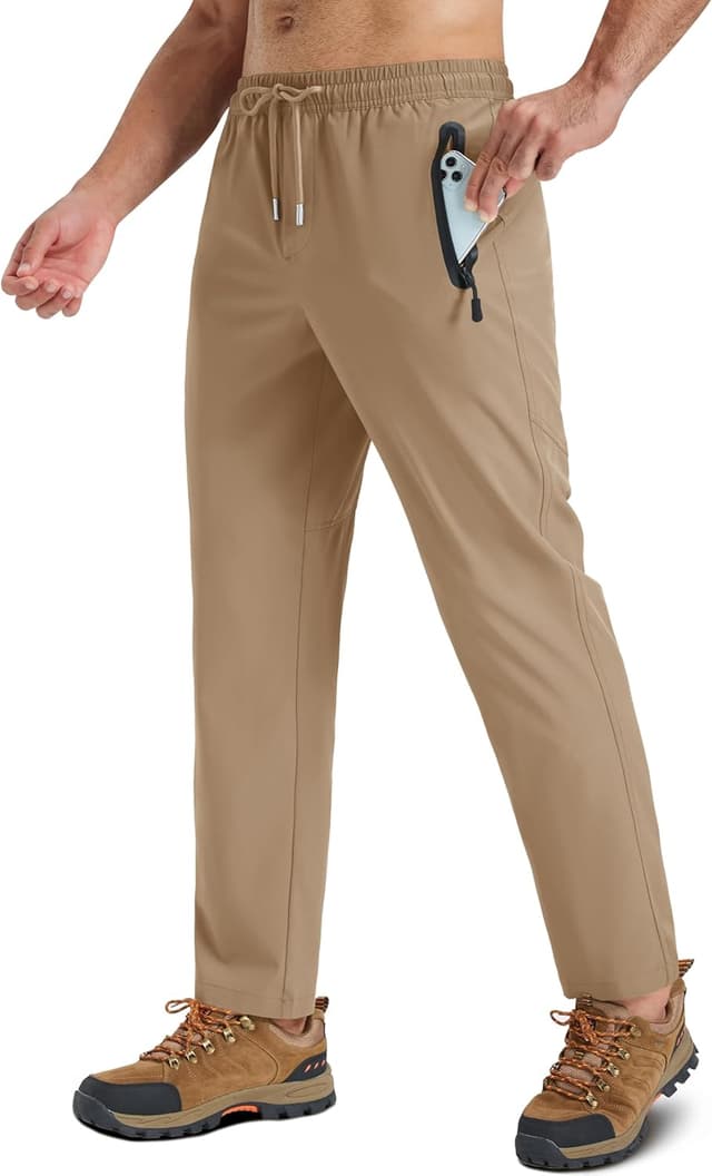Detalle de TACVASEN Men’s Hiking Trousers – Quick-dry, Lightweight Walk/Run Trousers with Zip Pockets