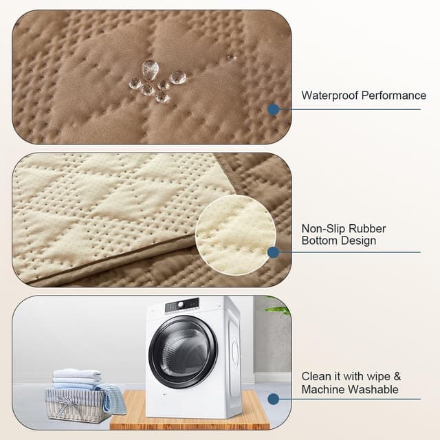 Detalle de Housse de canapé imperméable Taiyang 100% imperméable, antidérapante (marron métallisé) 208-208 cm