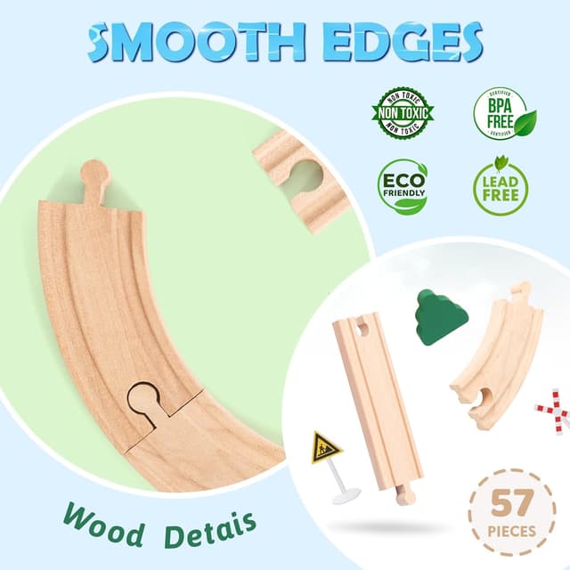 Detalle 2 de XIAPIA Wooden Harbour Train Set for 2–5 Years 🚂