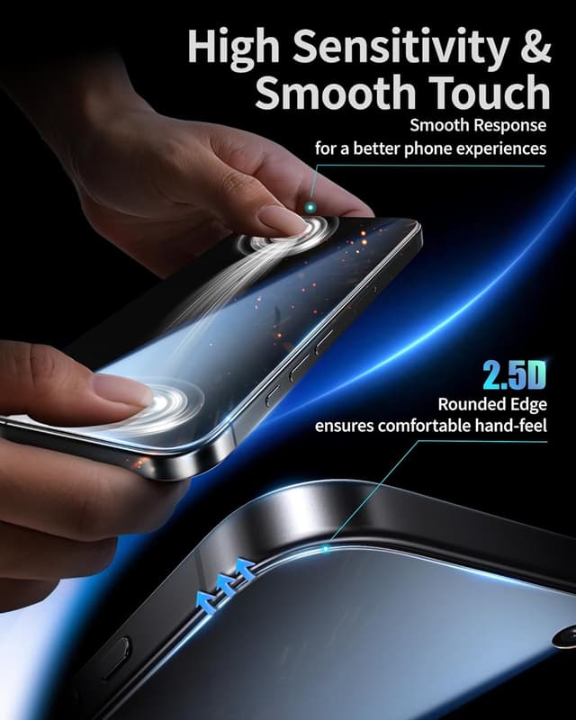 Detalle de NIMASO Privacy Screen Protector for iPhone 17 Pro Max (6.9-inch) – 9H Tempered Glass, Anti-Spy, Privacy (2 Pack)