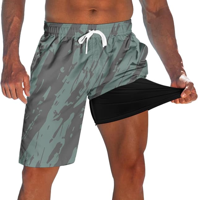 Detalle de Westwolf Men’s Swim Trunks with Compression Liner (9" Quick Dry Board Shorts)