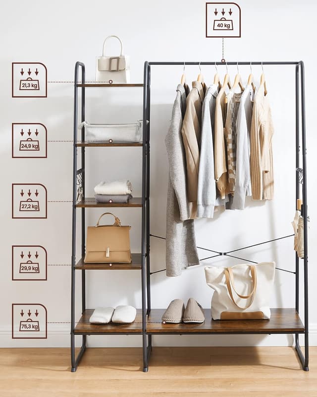 Thumbnail 4 de VASAGLE Burro Perchero con Zapatero 🧥🥿, 5 Estantes y Ganchos