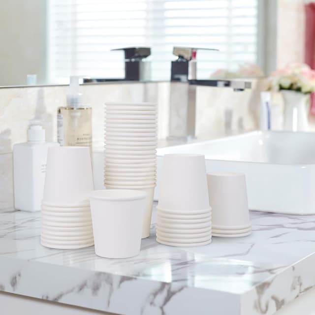 Detalle de SIUQ 600 Pack 4 oz Disposable Paper Cups for Mouthwash, Drinks, Medicine & More