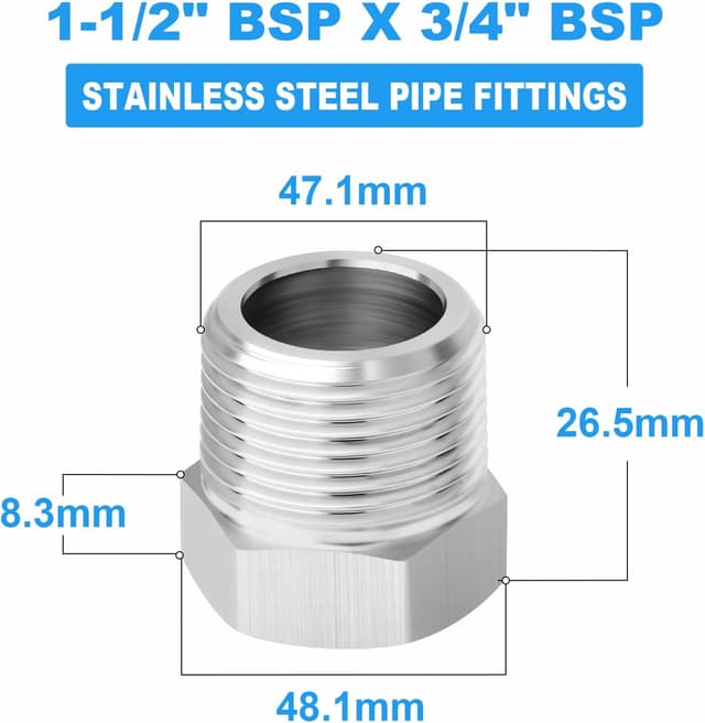 Detalle 2 de 304 Edelstahl Reduzierhülse 1 1/2 auf 3/4