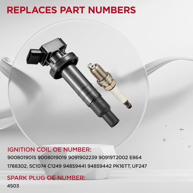 Detalle 2 de SYKRSS Set of 4 Ignition Coil Pack UF247 + Iridium Spark Plugs 4503 (4-Pack) for Select 1.8L Chevy/Toyota Applications