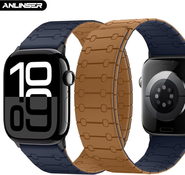 Detalle 2 de Anlinser Reversible Magnetic Apple Watch Strap (42mm/41mm/40mm/38mm) – Brown/Indigo
