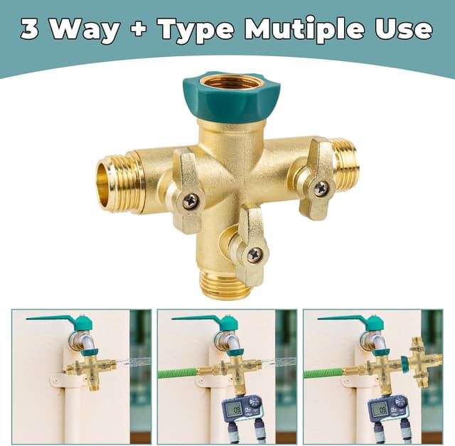 Thumbnail 4 de Wzzy Gurden 3-Way Tap Adapter (3/4 Inch T Splitter) with Shut-Off Valves for Gardena System