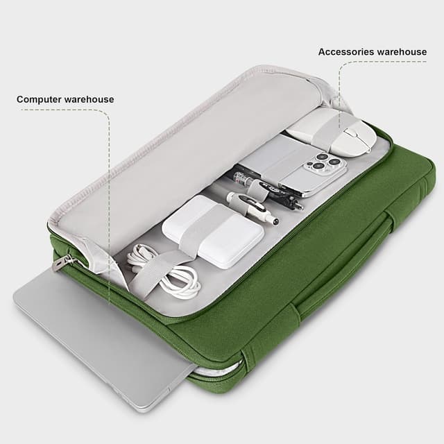 Detalle de MCHENG Laptoptasche für 14 Zoll mit Rundum-Schutz, ausziehbarem Tragegriff und wasserabweisendem Material (grün)