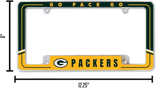 Detalle de Rico Industries NFL Football Two-Tone 12" x 6" Chrome All Over License Plate Frame
