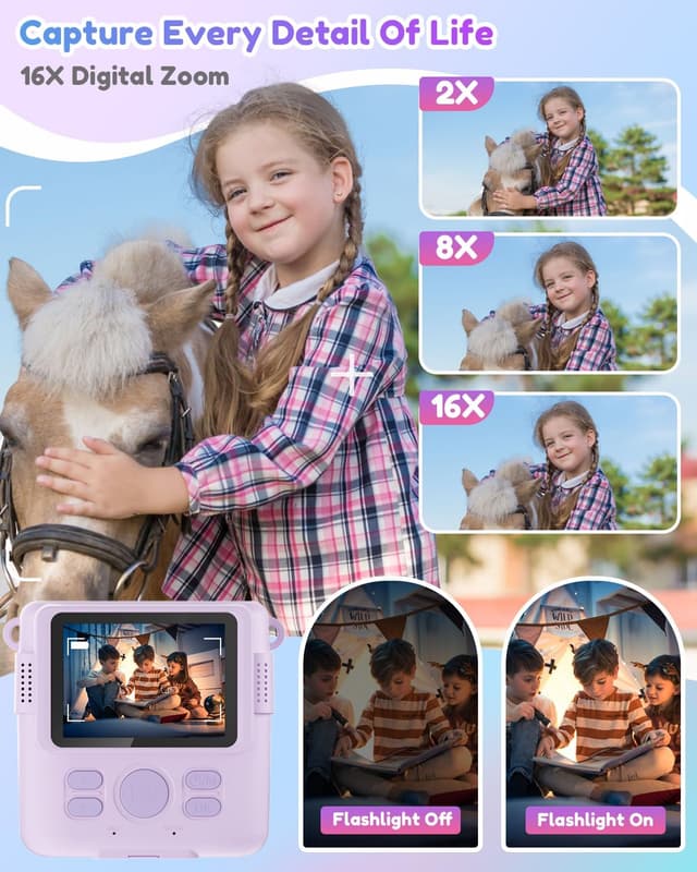 Detalle de YORKOO Kids Camera 1080P with 32GB