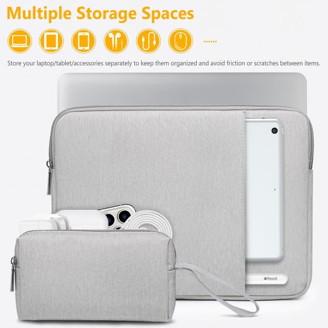 Thumbnail 1 de HYZUO Custodia Borsa per portatile 13" in grigio chiaro, protezione 360° e organizer accessori