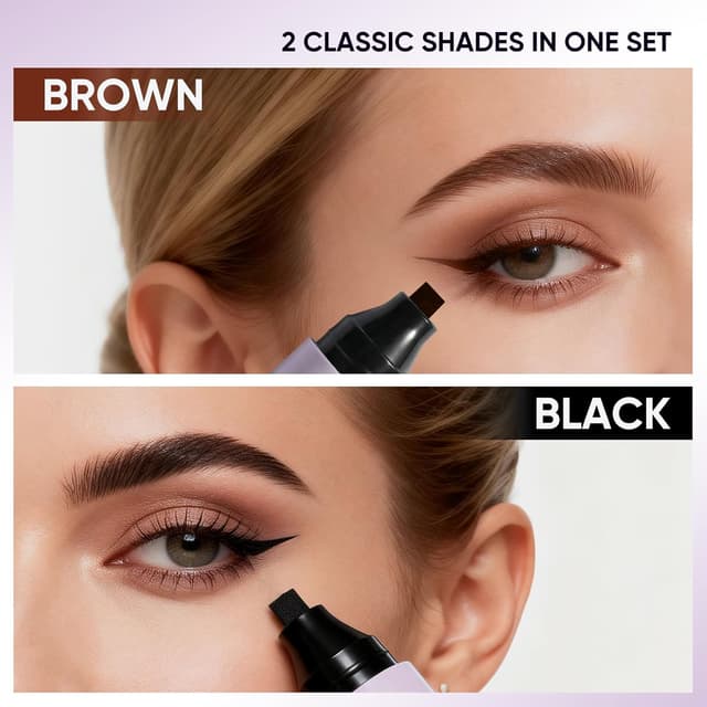 Detalle de 2CHILL 2er-Set drehbarer Eyeliner-Stempel (schwarz + braun), wasserfest & schweißfest