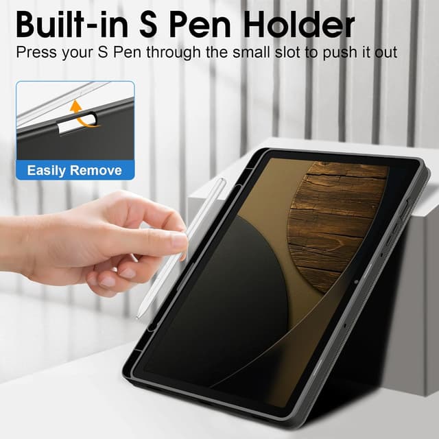 Detalle de FINTIE coque multipositions pour Samsung Galaxy Tab S10 Lite 10,9 et Tab S10 FE/S9 FE (10,9”/11”) avec porte-stylet, gris foncé