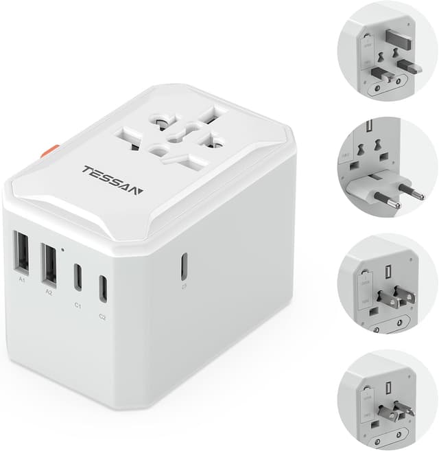 Thumbnail 6 de TESSAN Universal Travel Adapter 2 USB-C, 2 USB-A 🔌