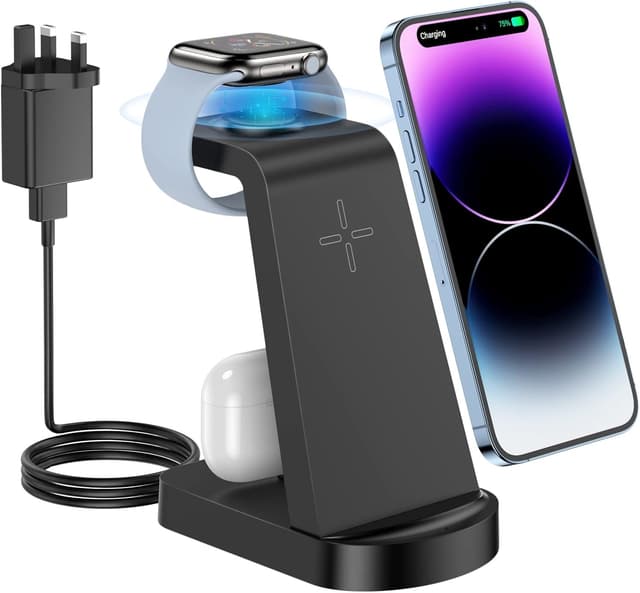 Detalle de CKCN 3 in 1 Wireless Charging Station (phone, Apple Watch & AirPods)