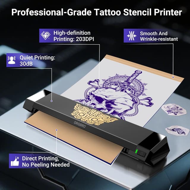 Detalle de ORGBRO ORGBRO Tattoo Stencil Printer X8: portable thermal stencil printer with Bluetooth app