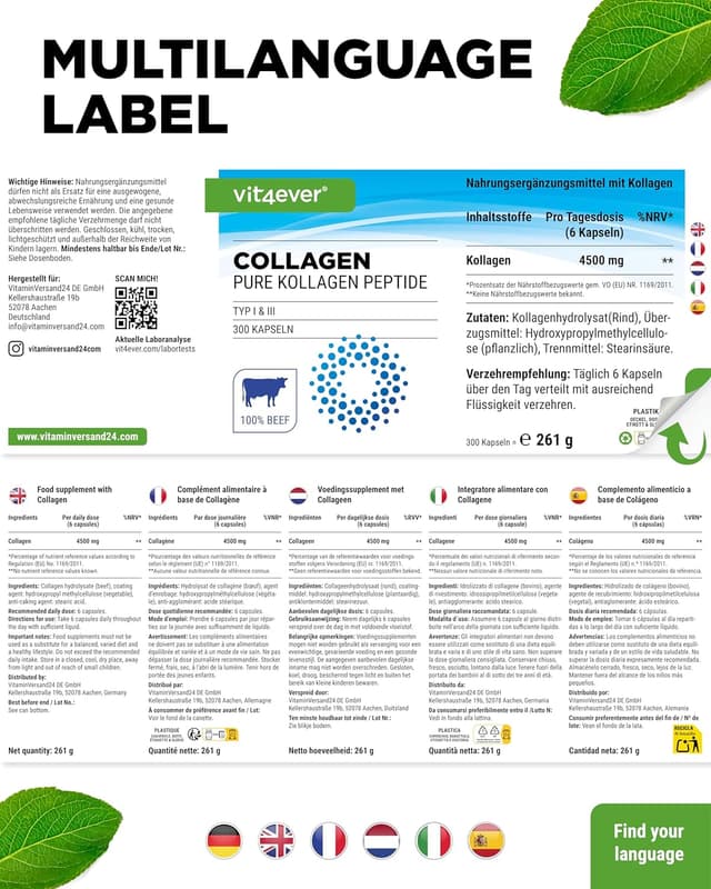 Thumbnail 6 de vit4ever Collagen 300 Kapseln Hochdosiert