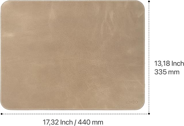 Detalle de Londo Mauspad aus Rindsleder – seidenweiche Oberfläche & rutschfeste Rückseite, 44 x 33,5 cm