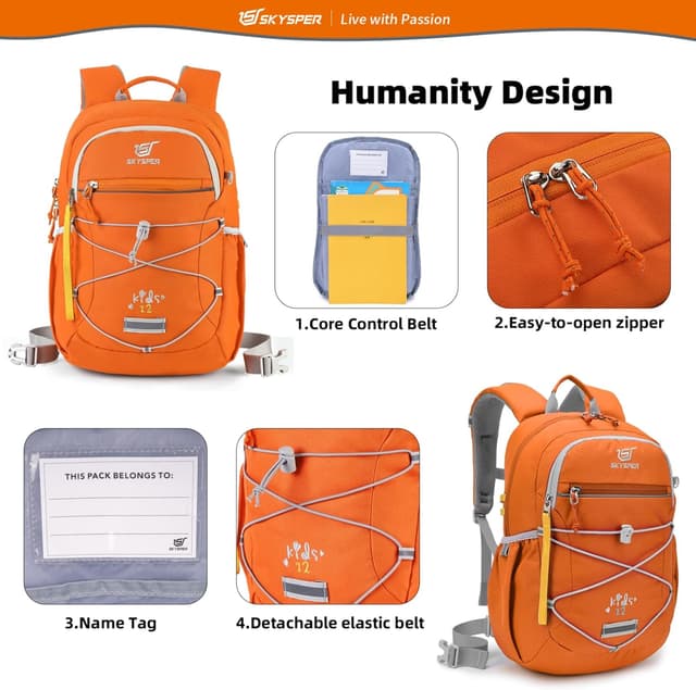 Detalle 2 de SKYSPER Kinderrucksack fürs Wandern (3–8 Jahre) – komfortabler Rucksack mit Brustgurt und verstellbarer Größe