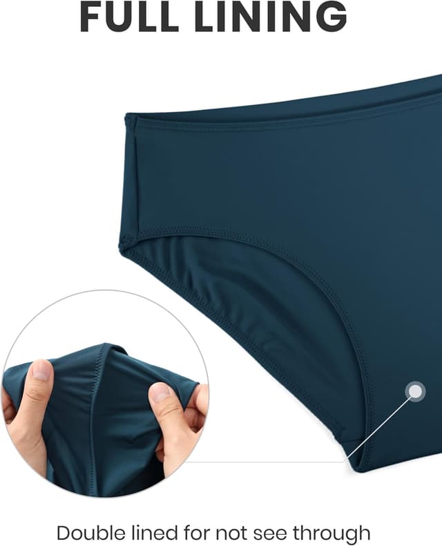 Detalle de CRZ YOGA bas de bikini femme : slip de bain basique mi-hauteur, tissu lisse à séchage rapide