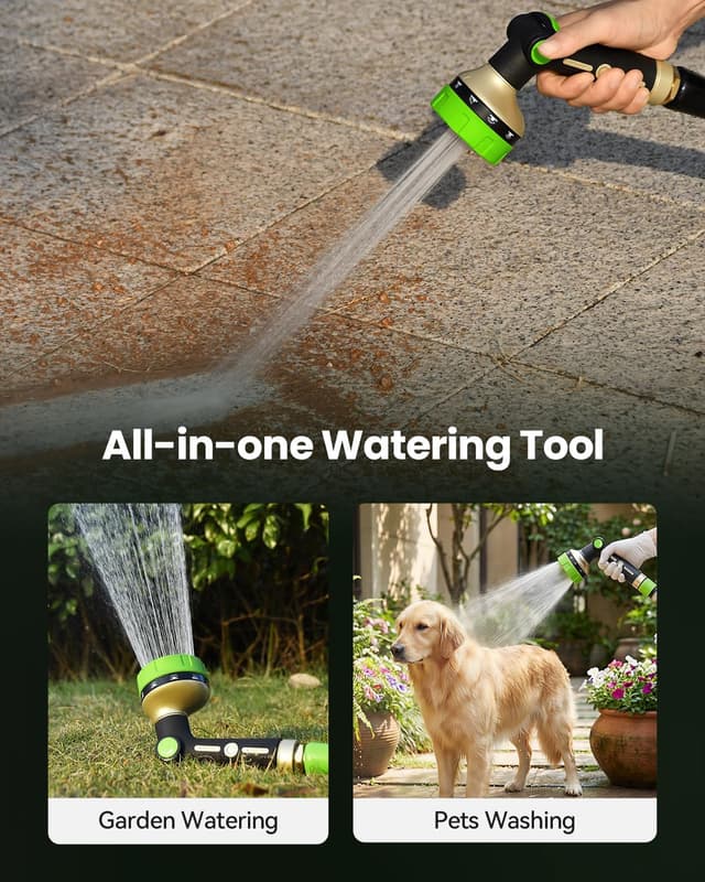 Thumbnail 6 de RAINPOINT all-metal hose pipe spray gun with thumb flow control and 10 spray patterns (green)