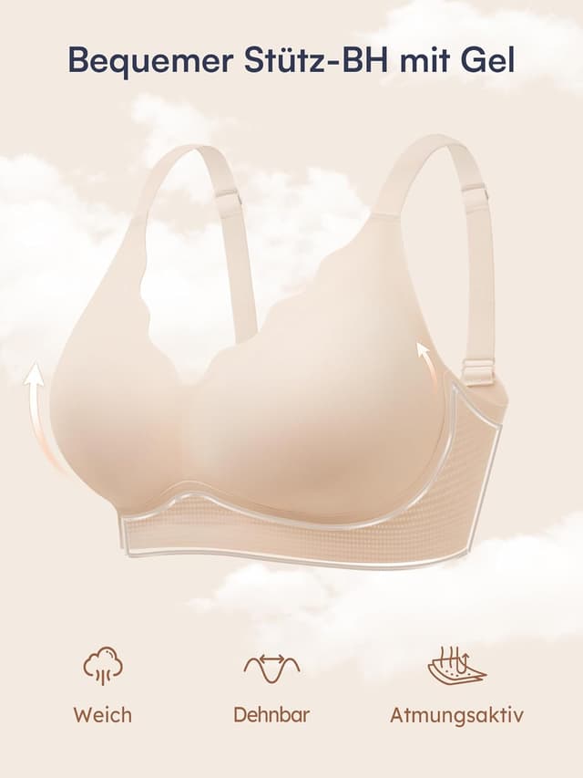 Detalle de BH für Damen ohne Bügel mit Unterstützung – nahtlose gepolsterte Bralette (T-Shirt BHS)