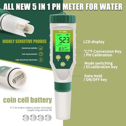 Thumbnail 2 de Homcoice Medidor PH 5 en 1 con pantalla IP67 💧