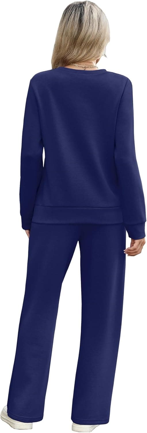 Detalle de WIHOLL Women’s 2-Piece Sweatshirt & Wide-Leg Tracksuit Set for Casual Travel & Lounge