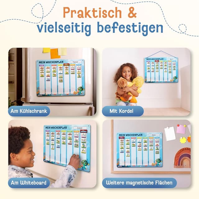 Detalle 2 de LIKARTO Wochenplaner Kinder – Montessori Aufgabenplaner & Magnettafel, blau