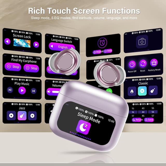 Detalle de ZYHKON Bluetooth-Schlafkopfhörer In-Ear (Bluetooth 5.4) lila – Mini Sleepbuds für Seitenschläfer