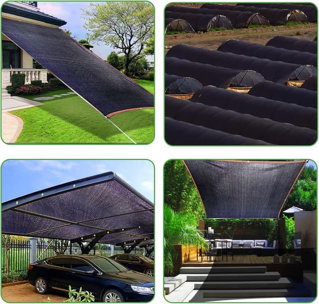 Detalle de Schattennetz 1x2 m mit Ösen – rechteckiges Sonnensegel mit ca. 90% Schatten für Gewächshaus, Balkon & Garten