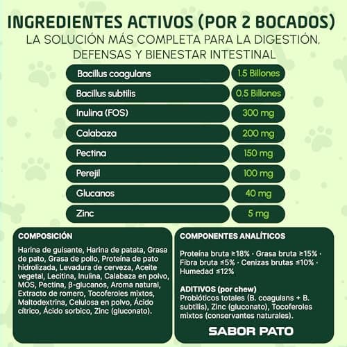 Detalle 2 de Acevit Nutrition Probióticos para perros 150 uds (2 billones UFC) con prebióticos y fibras