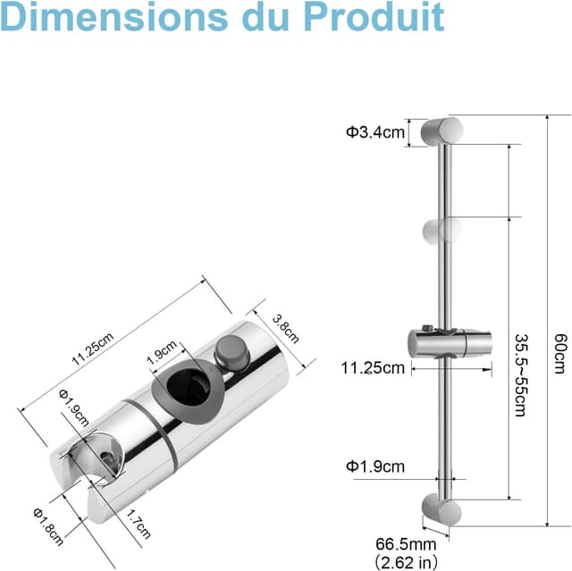 Thumbnail 5 de OFFO Barre de Douche 60cm