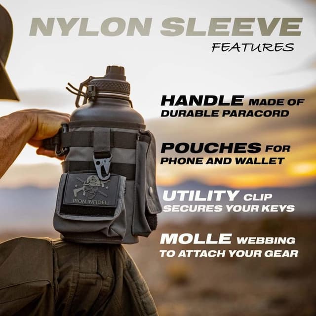 Detalle de Iron Infidel Battle Bottle Half Gallon Insulated 64 oz Stainless Steel Jug with Paracord Handle and Rugged Sleeve (Betsy Ross 2 Liter)